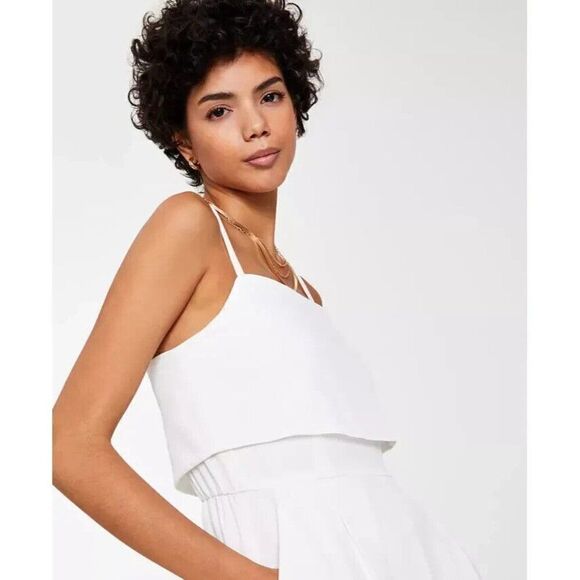 Bar III Women's Crepe Double-Layer Sleeveless Jumpsuit, Black (off white), M - Picture 4 of 14